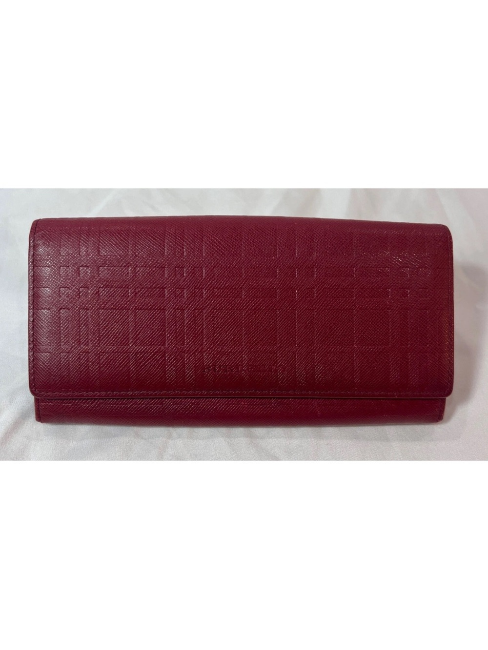 BURBERRY Long Wallet Faux Leather RED Women's